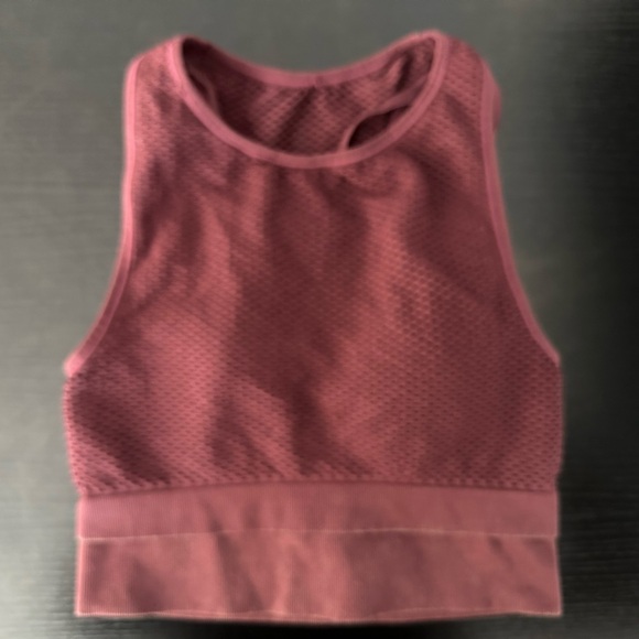 JoyLab Tops - Mesh Pink Crop Top